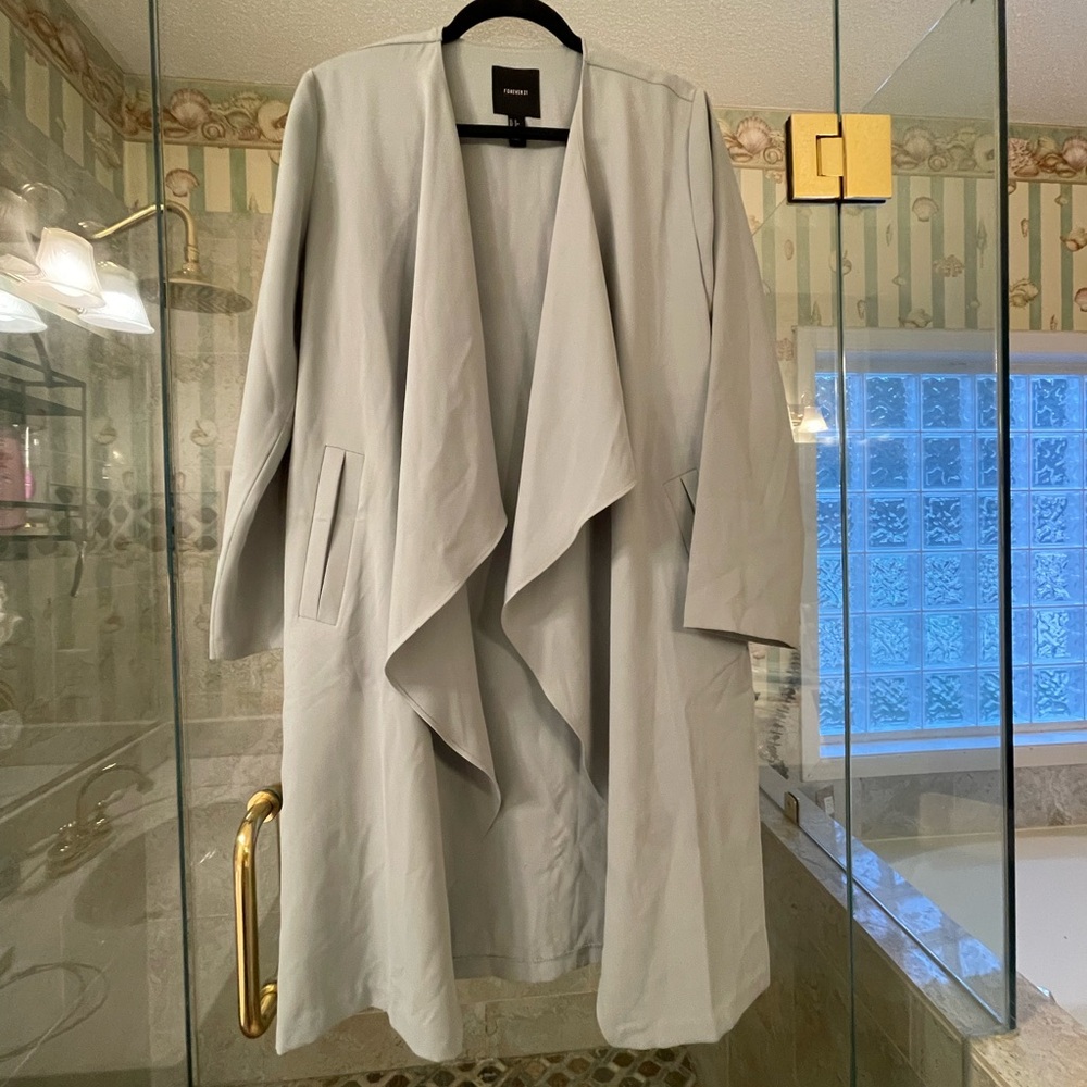 Forever 21 Chic Light Sage Waterfall Coat